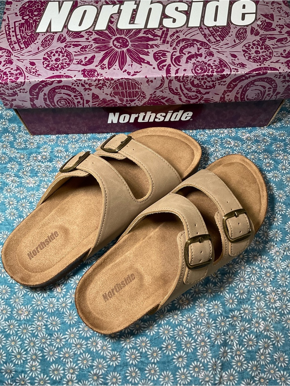 Northside Kids Tan Double-Buckle Slide Sandals